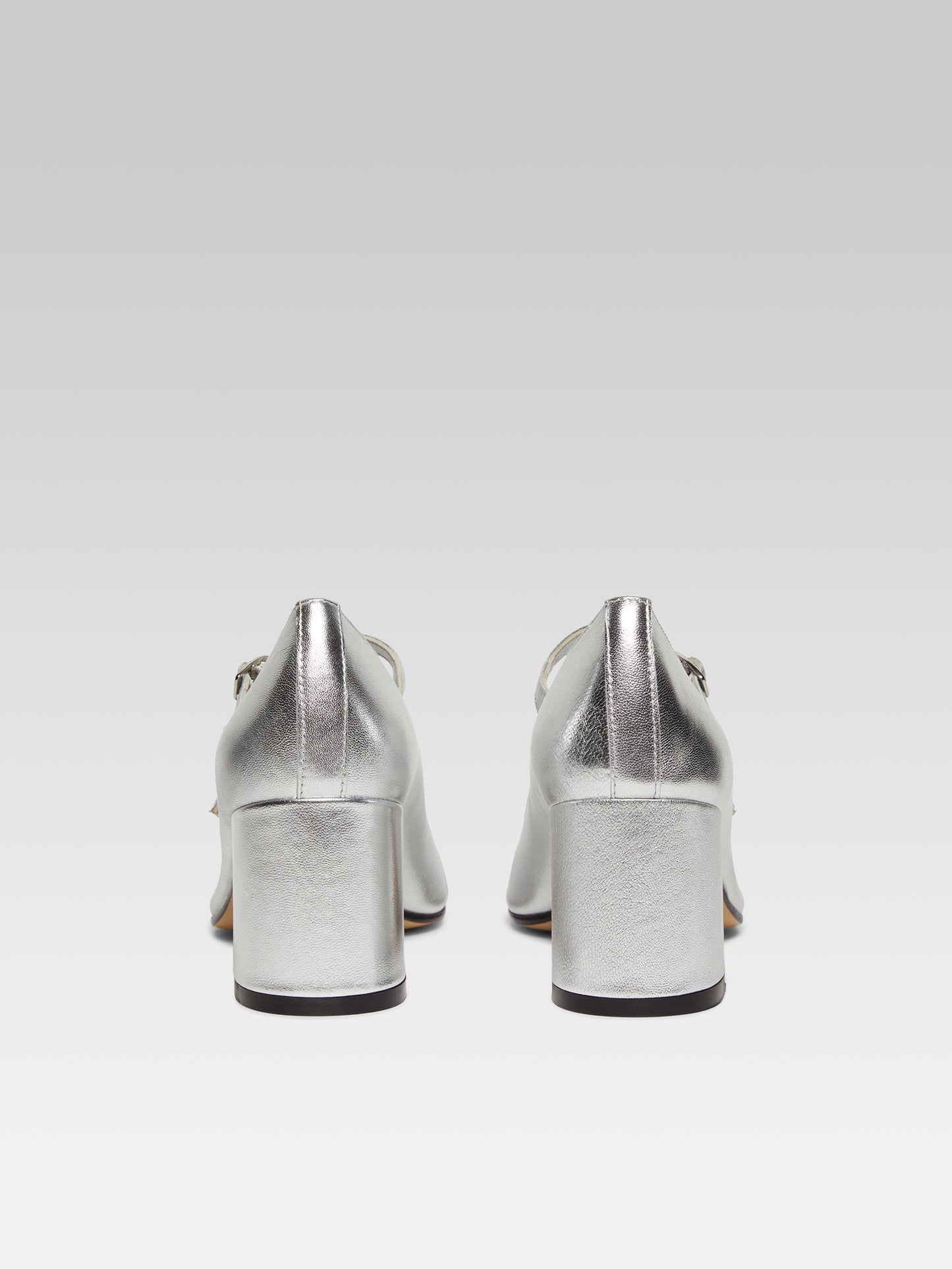 Alice - Silver leather Mary Janes pumps