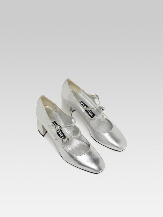 Alice - Silver leather Mary Janes pumps - Image number 3