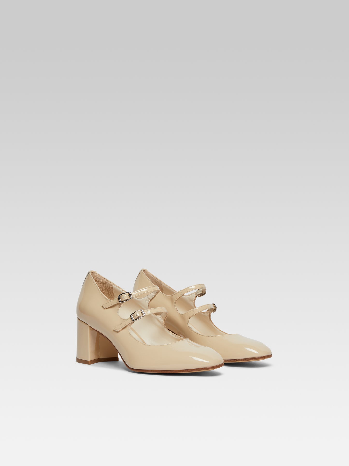 Alice - Beige patent leather Mary Janes pumps