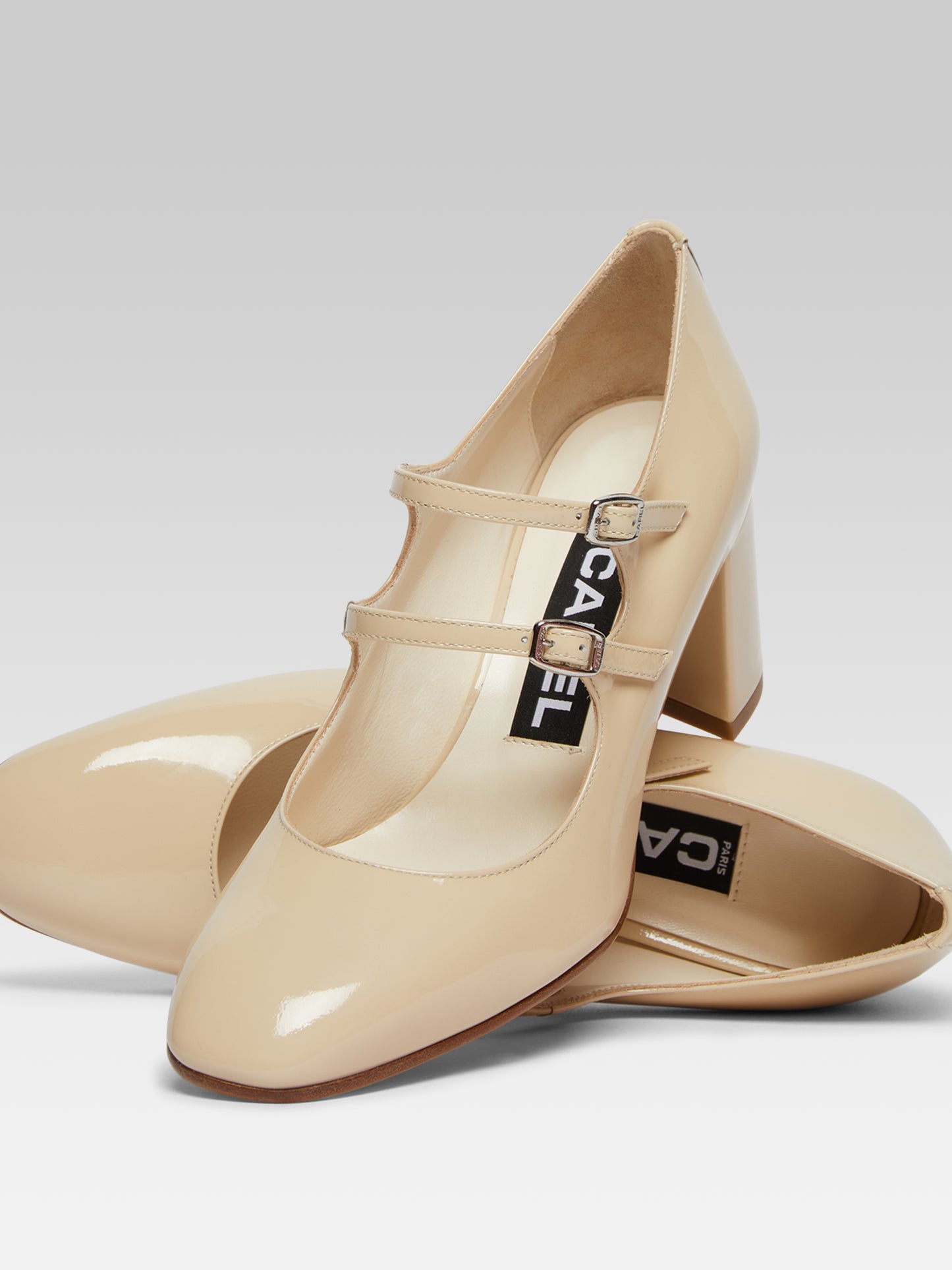 Alice - Beige patent leather Mary Janes pumps