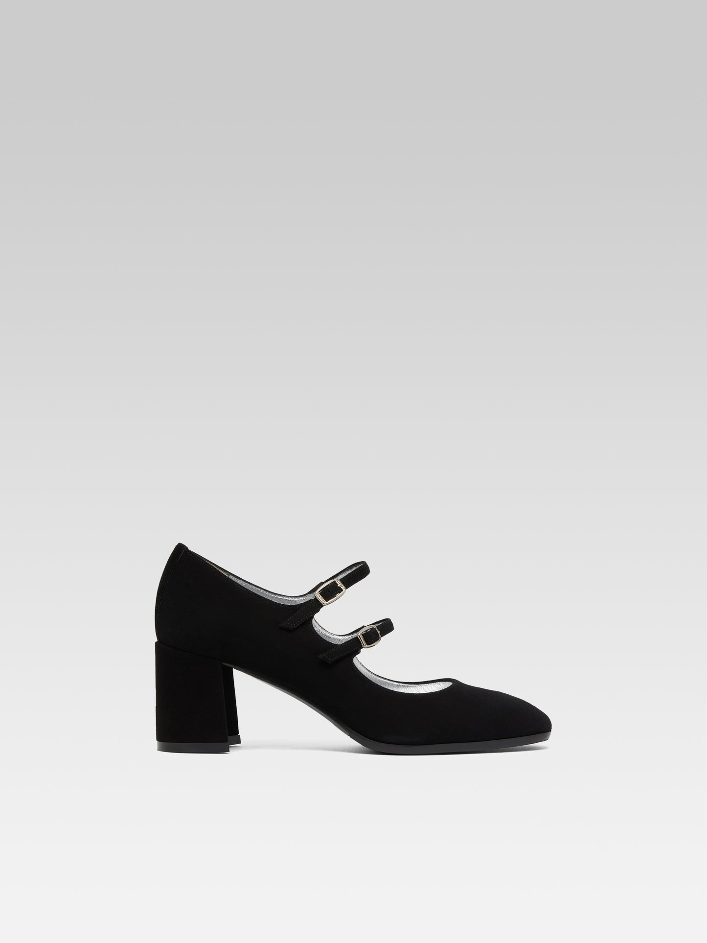 Alice - Black suede leather Mary Janes pumps