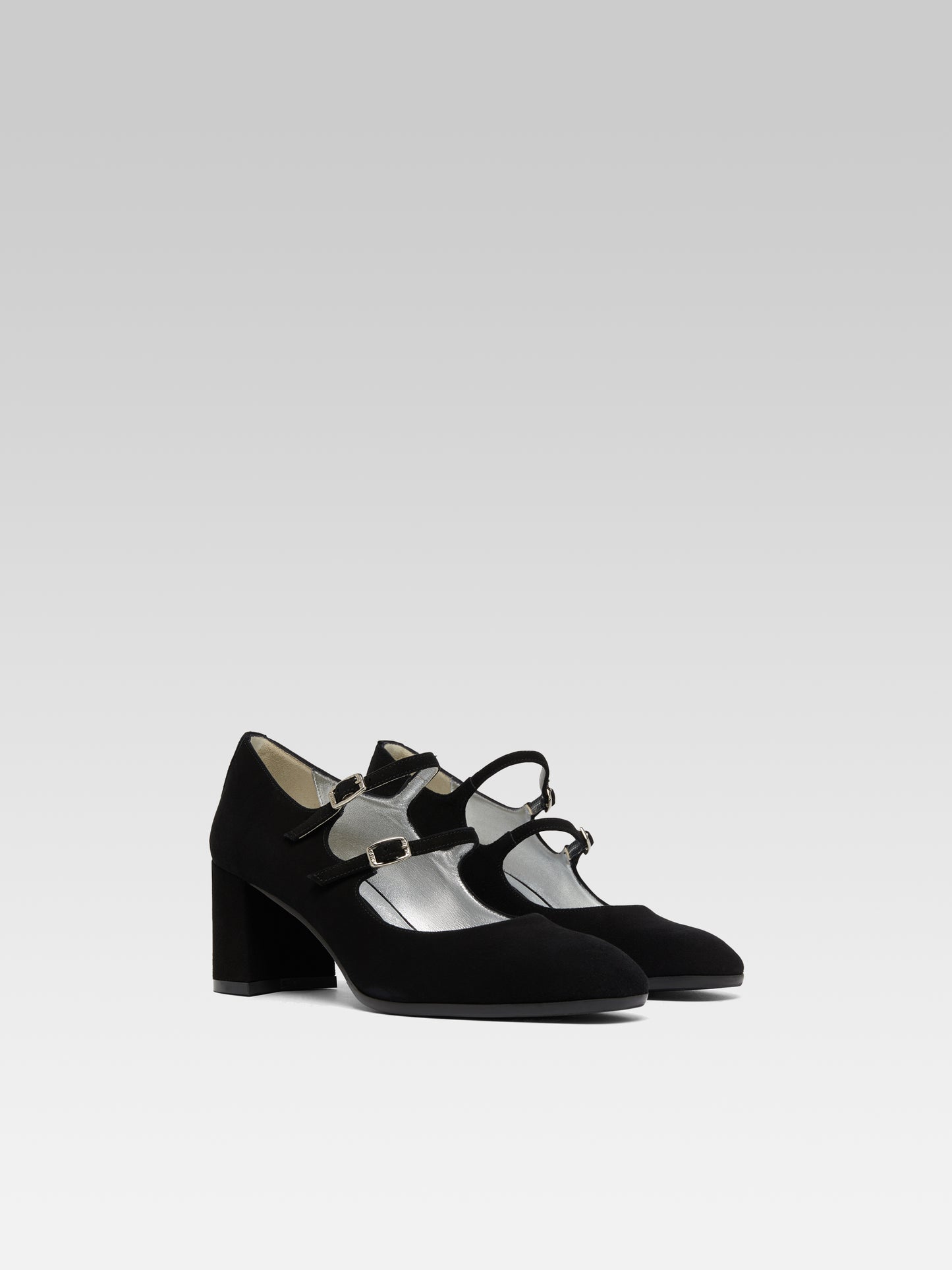 Alice - Black suede leather Mary Janes pumps