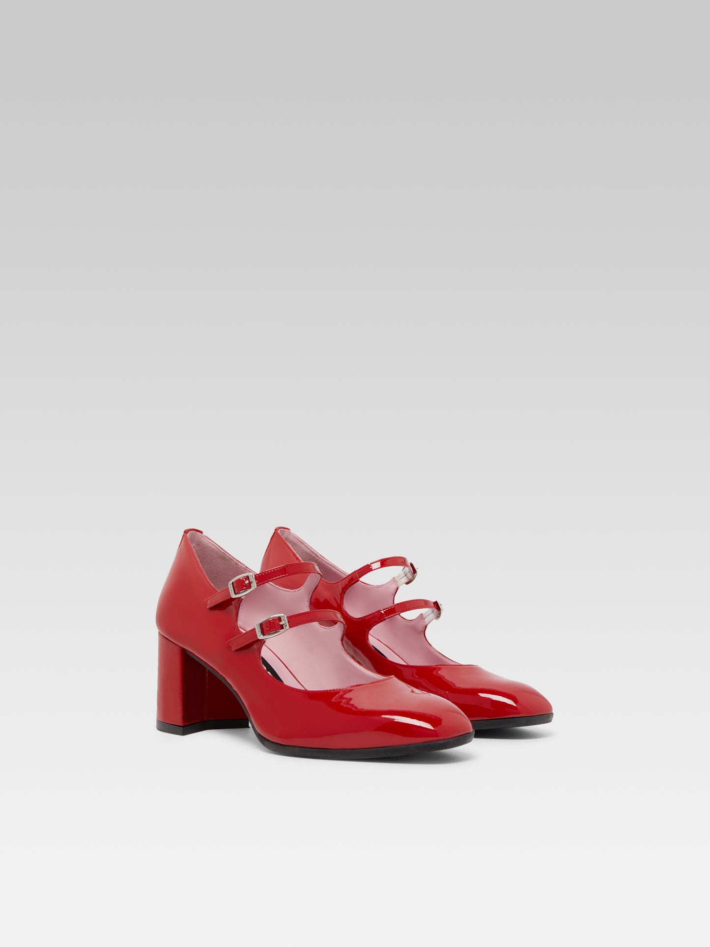 Alice - Escarpins babies cuir verni rouge