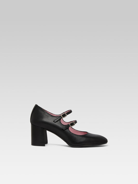 Alice - Escarpins babies cuir noir