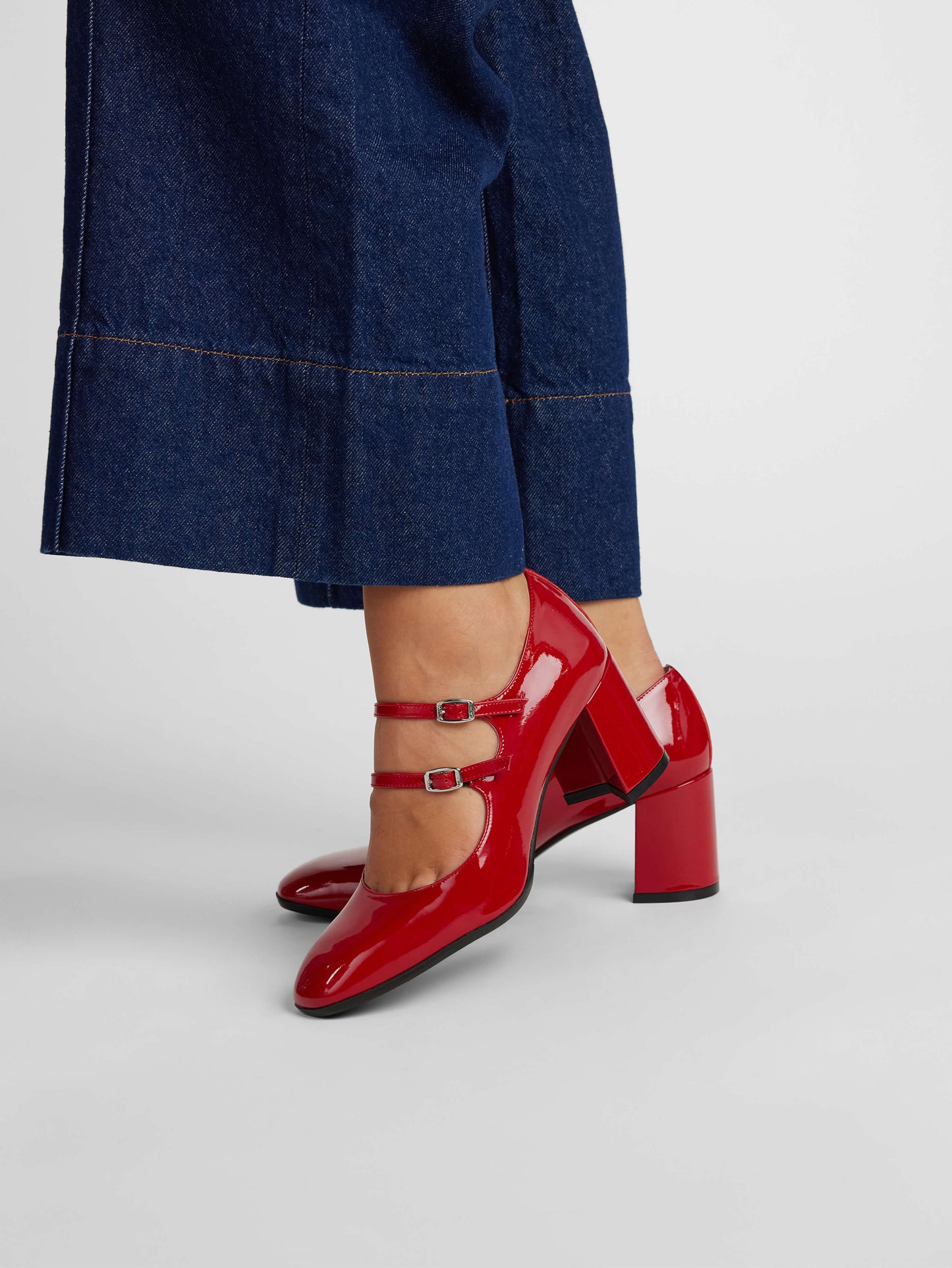 Alice - Escarpins babies cuir verni rouge