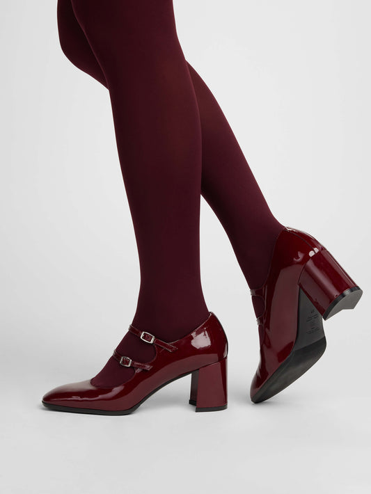 Alice - Burgundy patent leather Mary Janes pumps