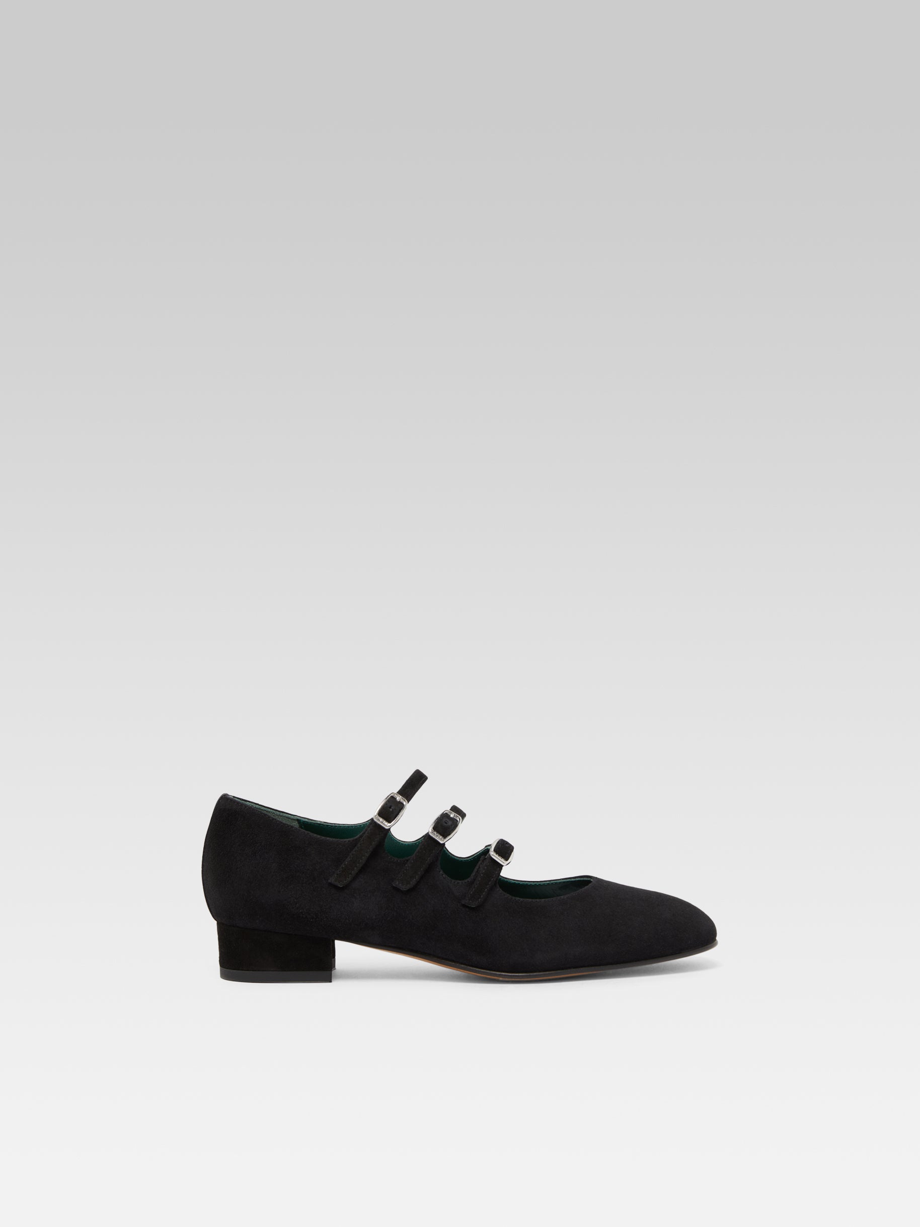 Ariana - Black suede leather Mary Janes ballet flats