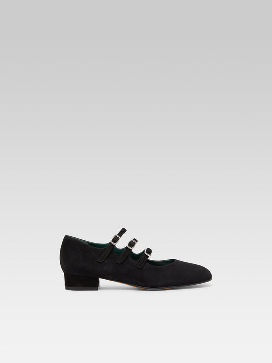 Ariana - Ballerines babies cuir velours noir