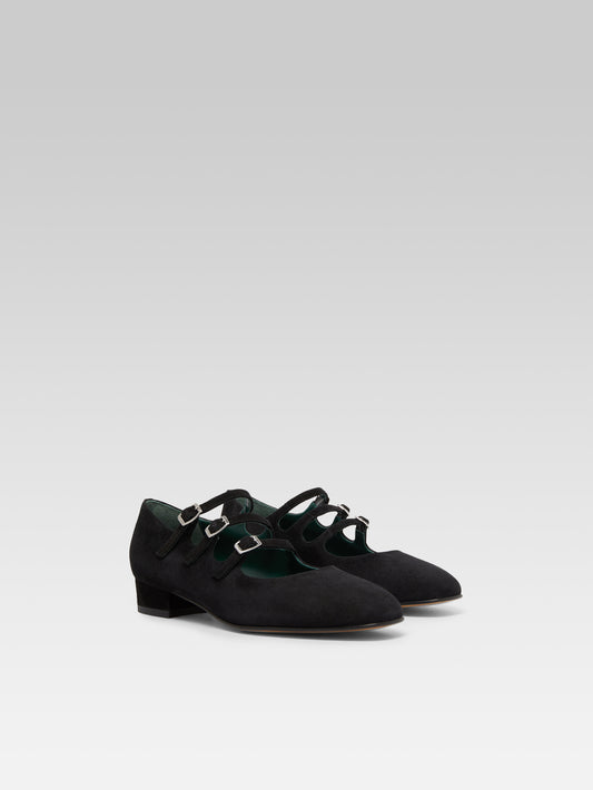 Ariana - Black suede leather Mary Janes ballet-flats - Image number 4