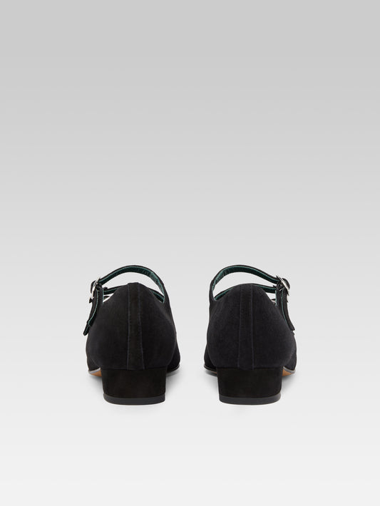 Ariana - Black suede leather Mary Janes ballet-flats - Image number 7