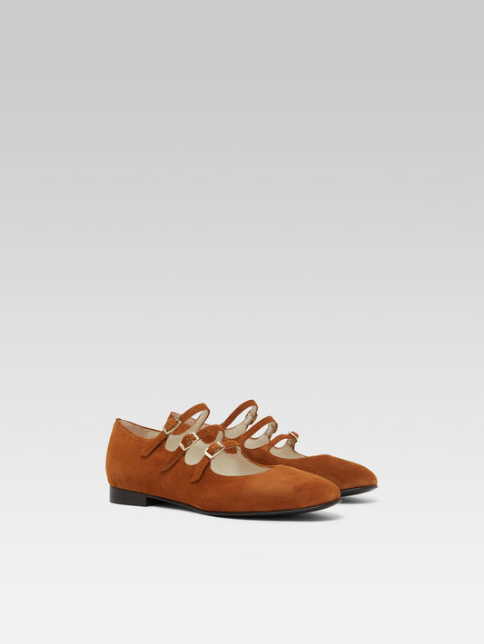 Ariana s - Ballerines babies cuir velours camel - Image numéro 3