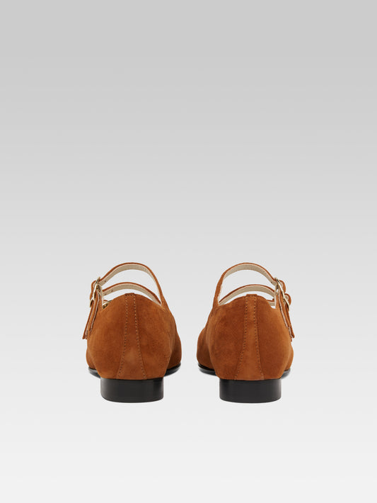 Ariana s - Camel suede leather Mary Janes ballet flats - Image number 4