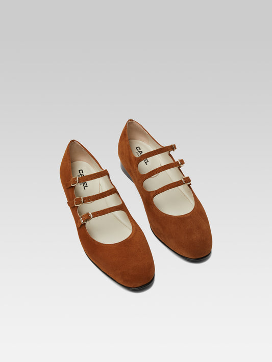 Ariana s - Camel suede leather Mary Janes ballet flats