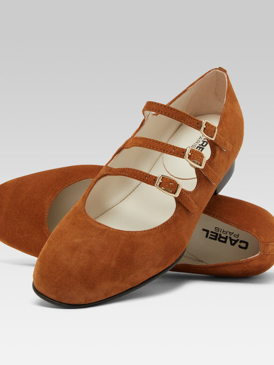 Ariana s - Camel suede leather Mary Janes ballet flats - Image number 5