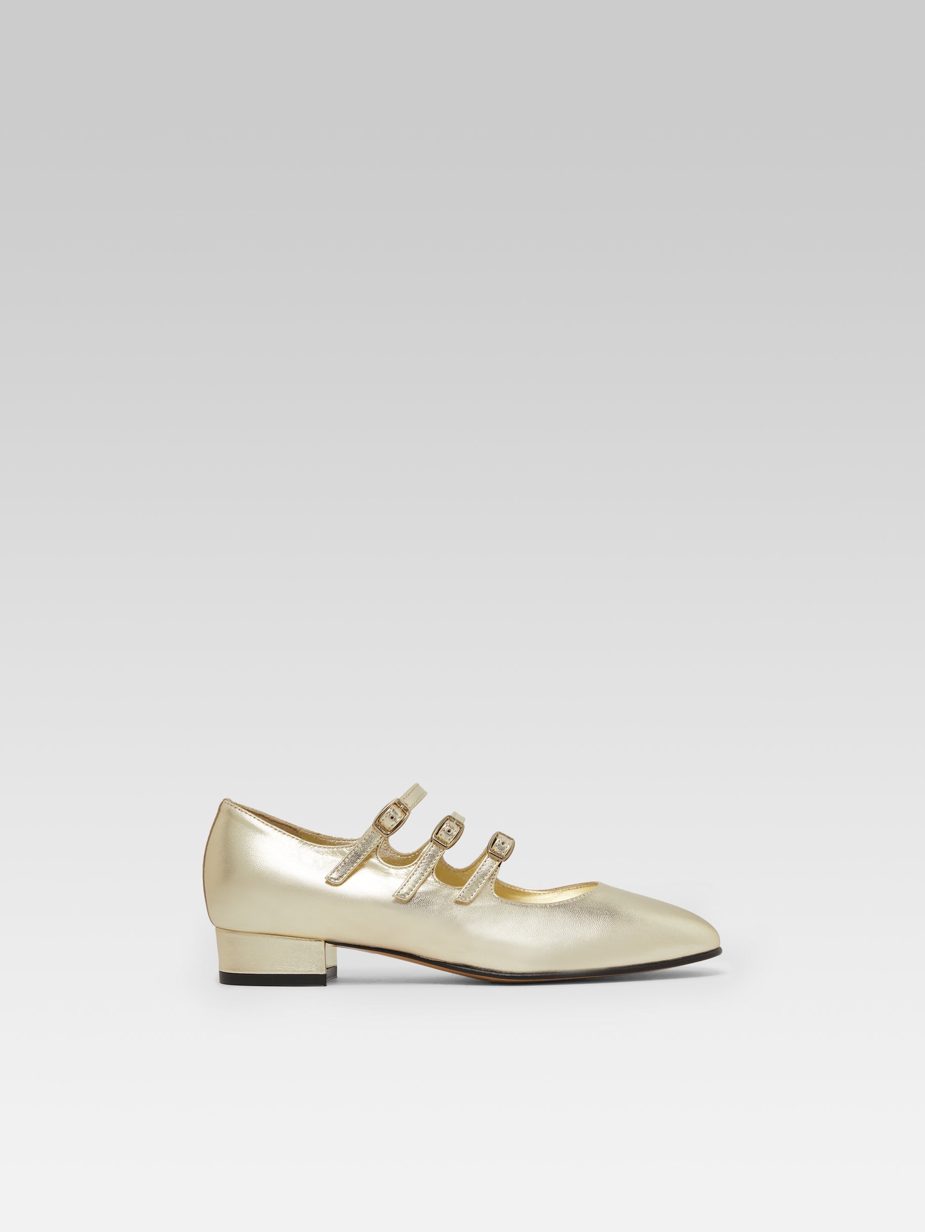 Ariana - Platinum laminated leather Mary Janes ballet flats