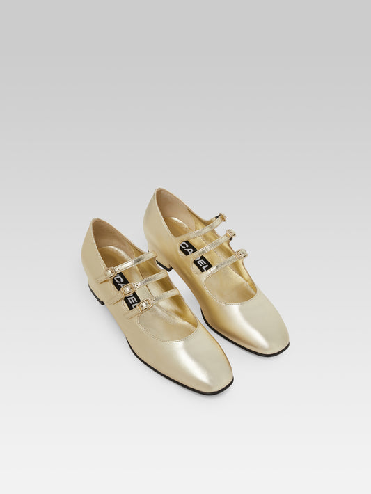 Ariana - Platinum laminated leather Mary Janes ballet-flats - Image number 5