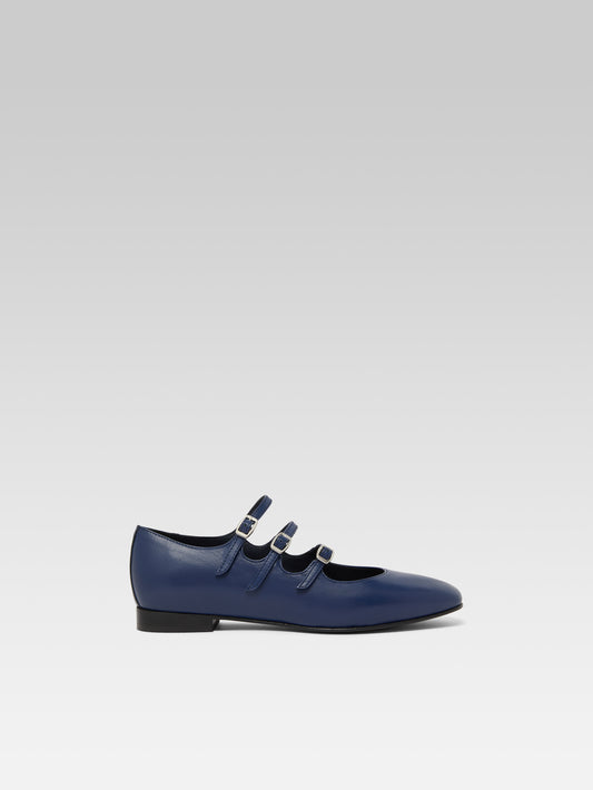 Ariana s - Ballerines babies cuir bleu marine