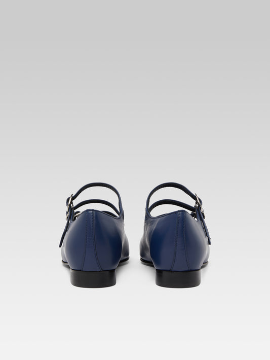 Ariana s - Navy blue leather Mary Janes ballet flats - Image number 5