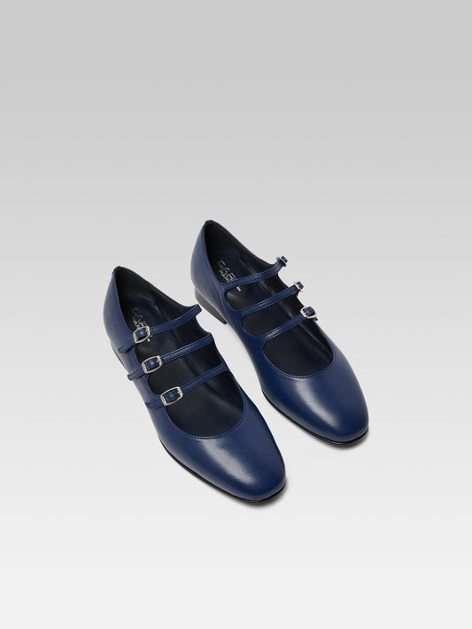 Ariana s - Navy blue leather Mary Janes ballet flats - Image number 3