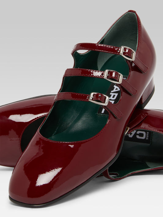 Ariana - Burgundy patent leather Mary Janes ballet flats - Image number 7