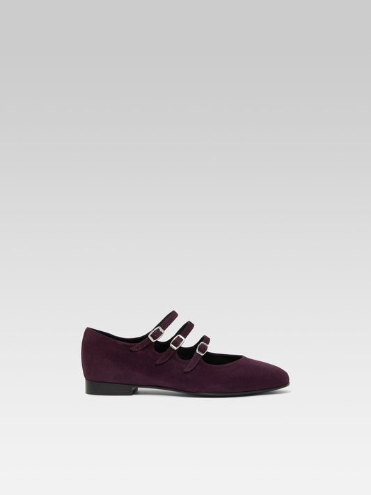 Ariana s - Plum upcycled suede Mary Janes ballet-flats