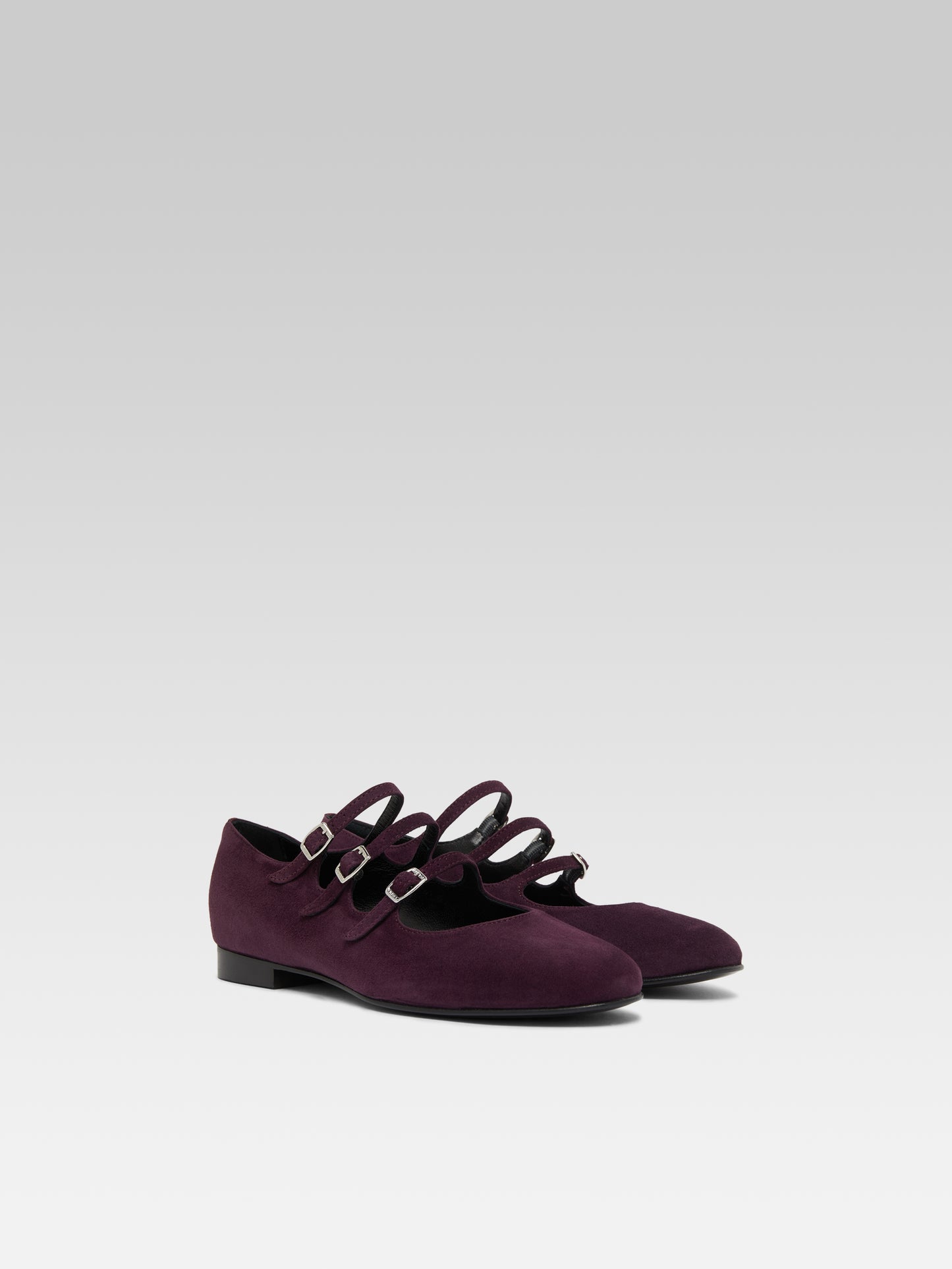 Ariana s - Ballerines babies cuir velours upcyclé prune