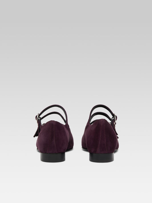 Ariana s - Ballerines babies cuir velours upcyclé prune - Image numéro 5