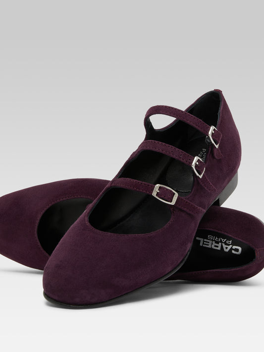 Ariana s - Plum upcycled suede Mary Janes ballet-flats - Image number 4