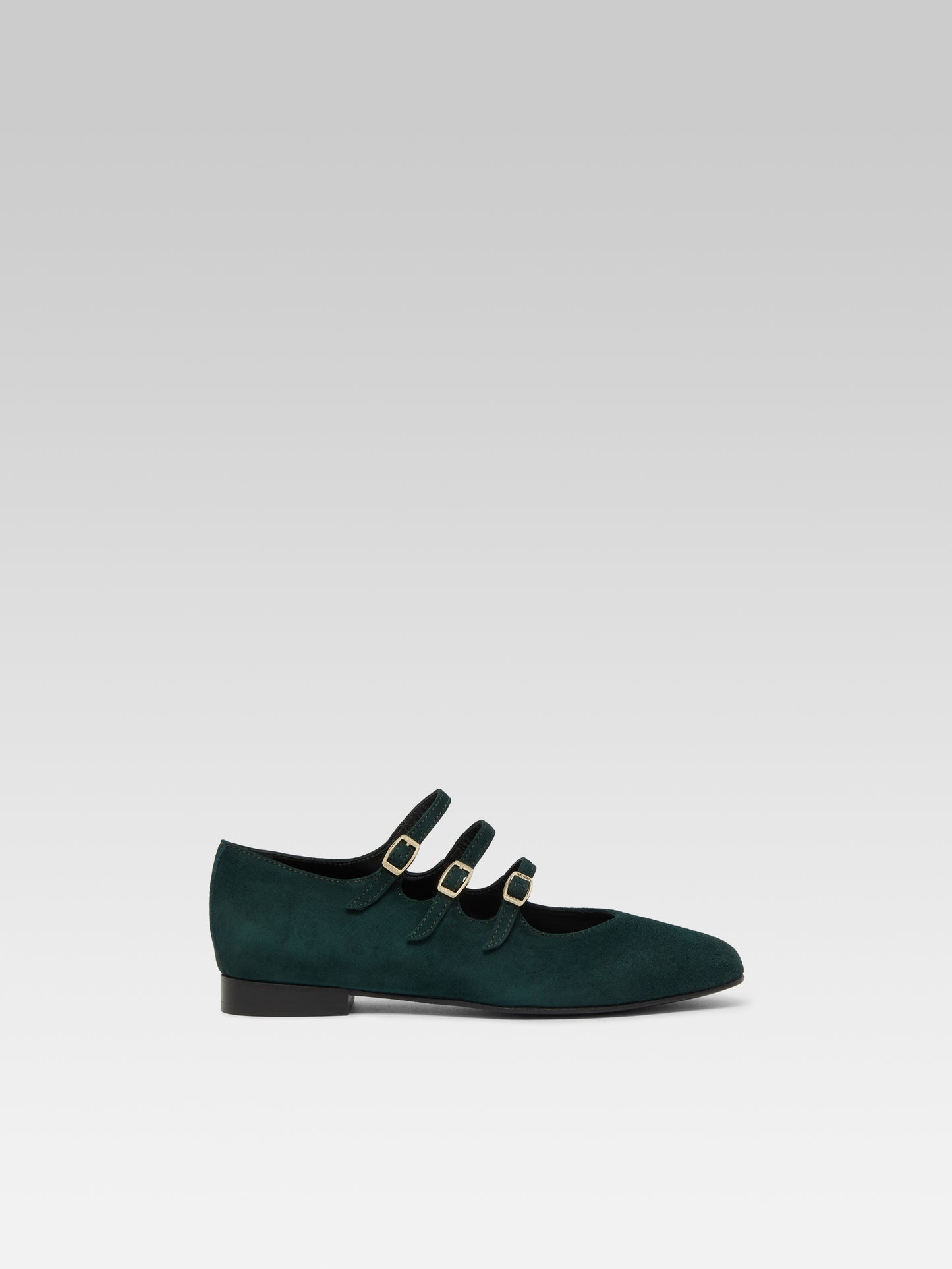 Ariana s - Ballerines babies cuir velours vert