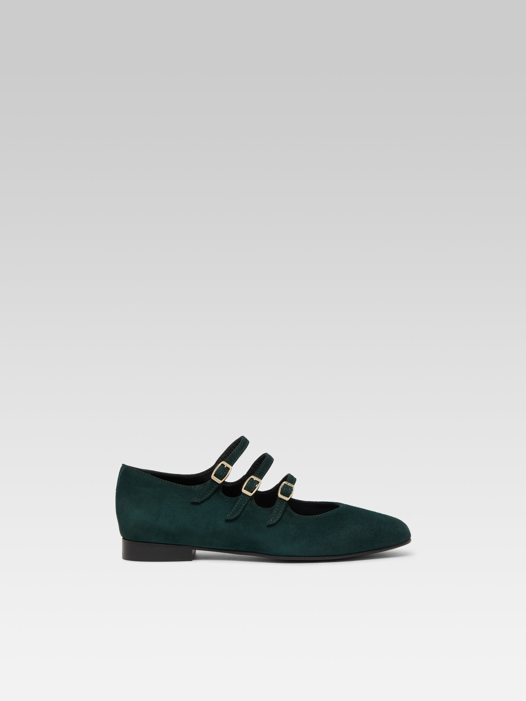 Ariana s - Ballerines babies cuir velours vert - Image numéro 1