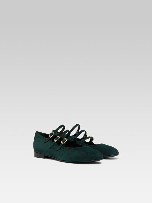 Ariana s - Ballerines babies cuir velours vert - Image numéro 2