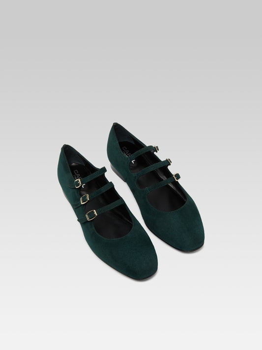 Ariana s - Green suede leather Mary Janes ballet-flats - Image number 3