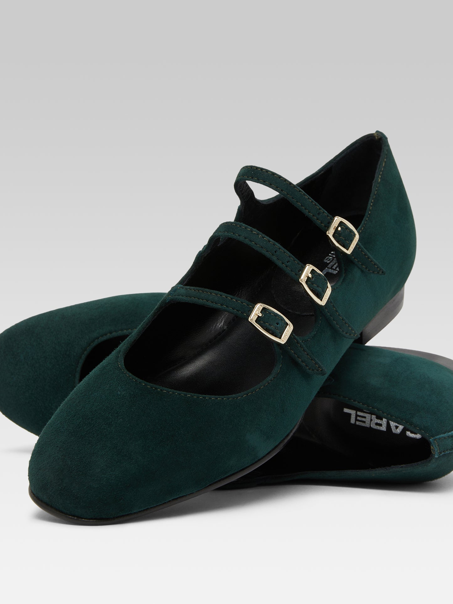 Ariana s - Ballerines babies cuir velours vert