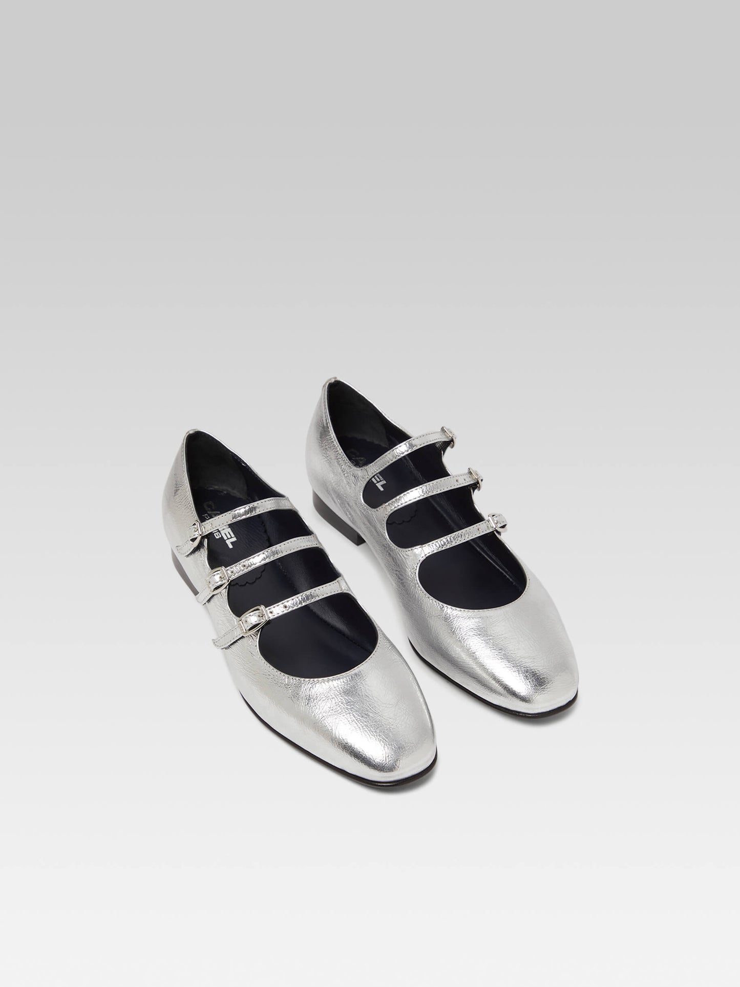 Ariana s - Silver laminated leather Mary Jane ballet flats