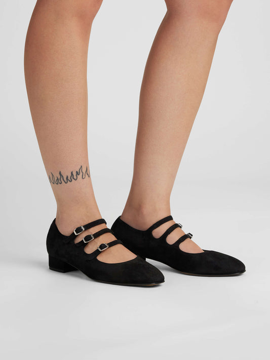 Ariana - Black suede leather Mary Janes ballet-flats - Image number 3