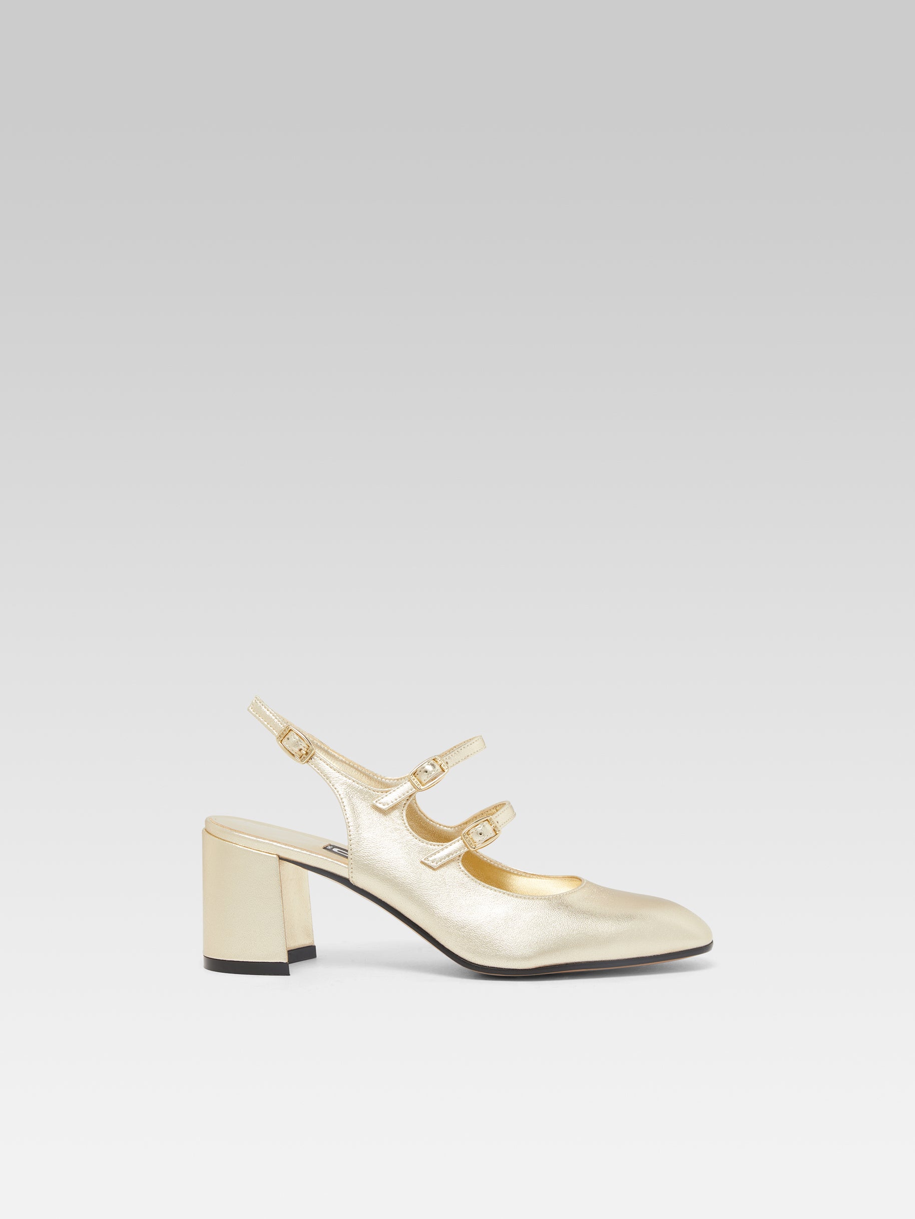 Banana - Platinum laminated leather slingback Mary Janes