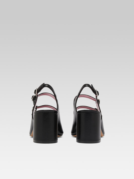 Banana - Black leather slingback Mary Janes - Image number 7