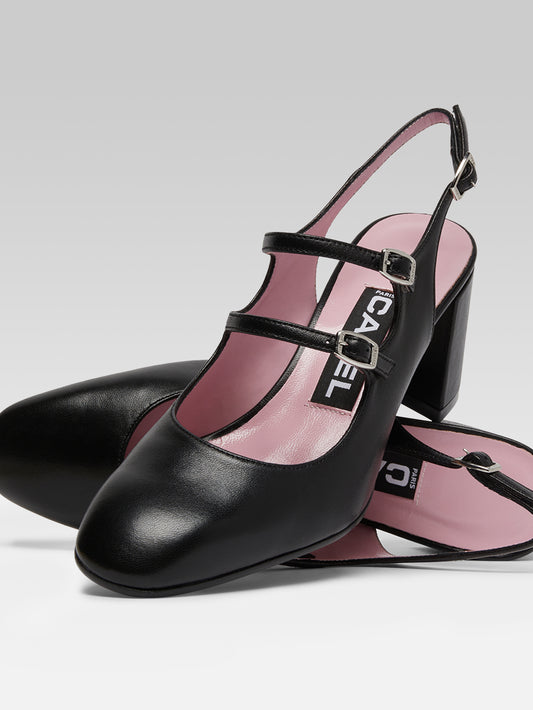 Banana - Black leather slingback Mary Janes - Image number 6