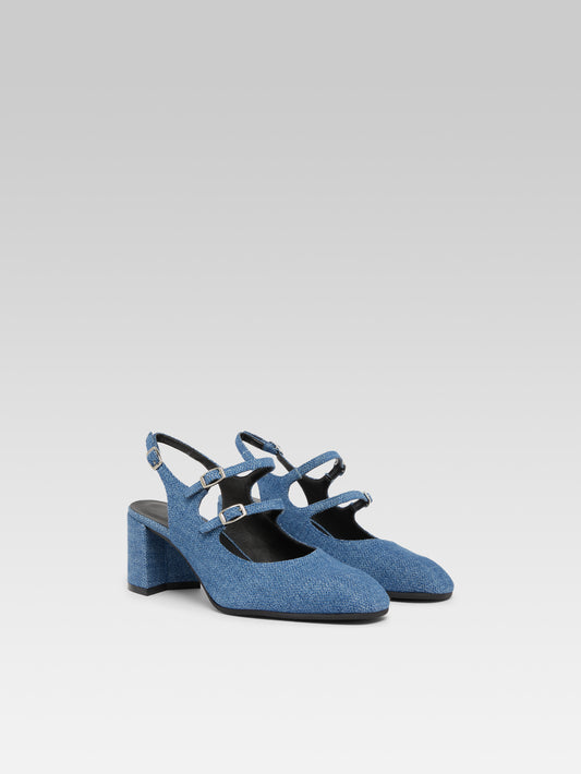 Banana - Mary janes slingback upcycled fabric blue denim - Image number 2