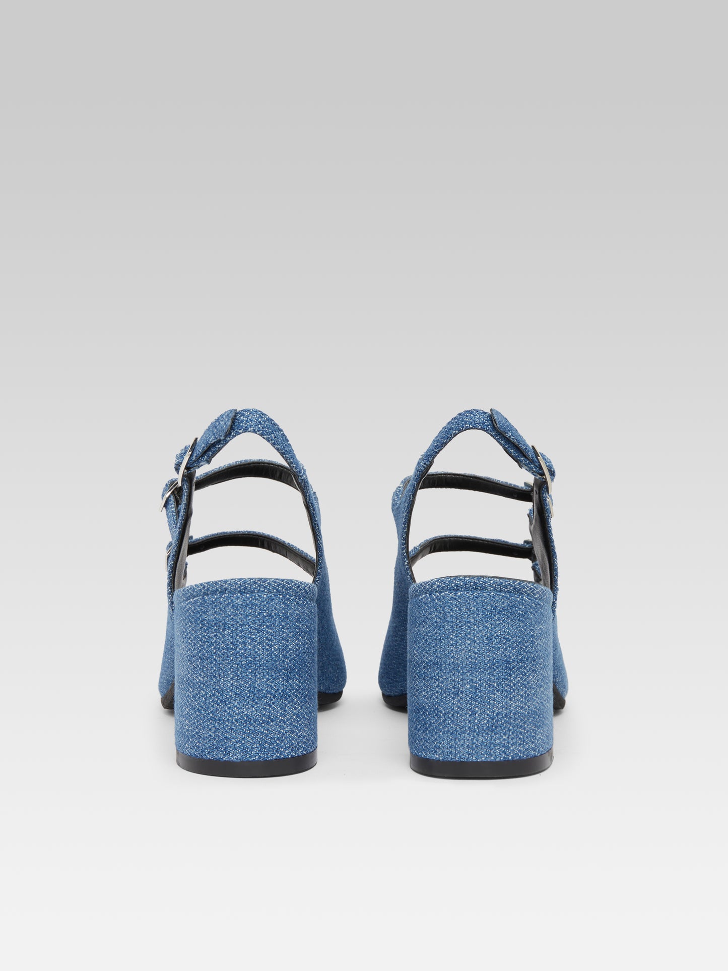 Banana - Mary janes slingback upcycled fabric blue denim