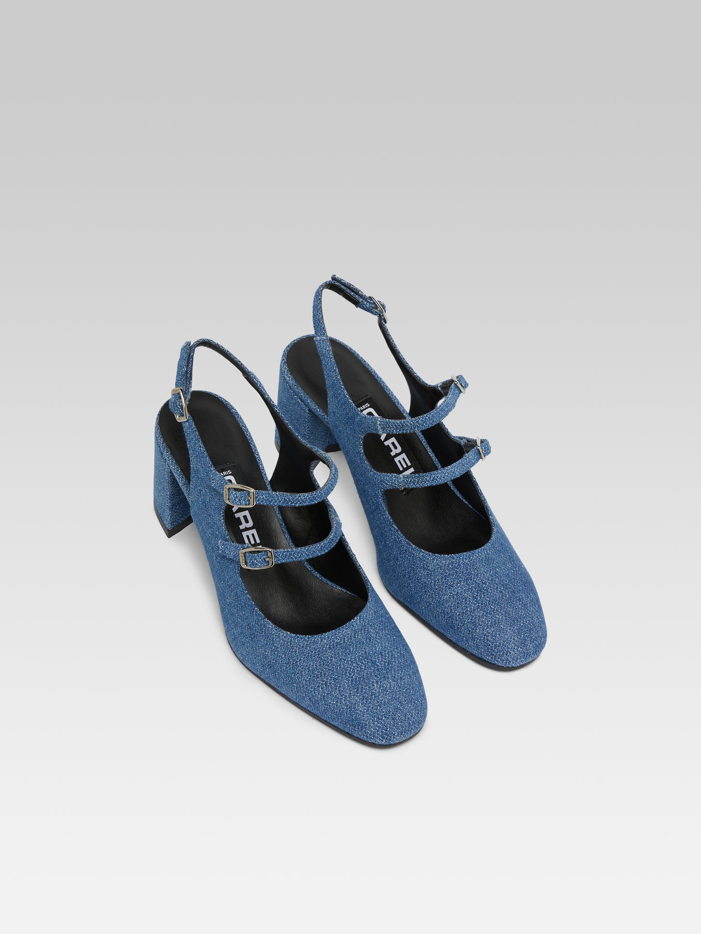 Banana - Mary janes slingback upcycled fabric blue denim