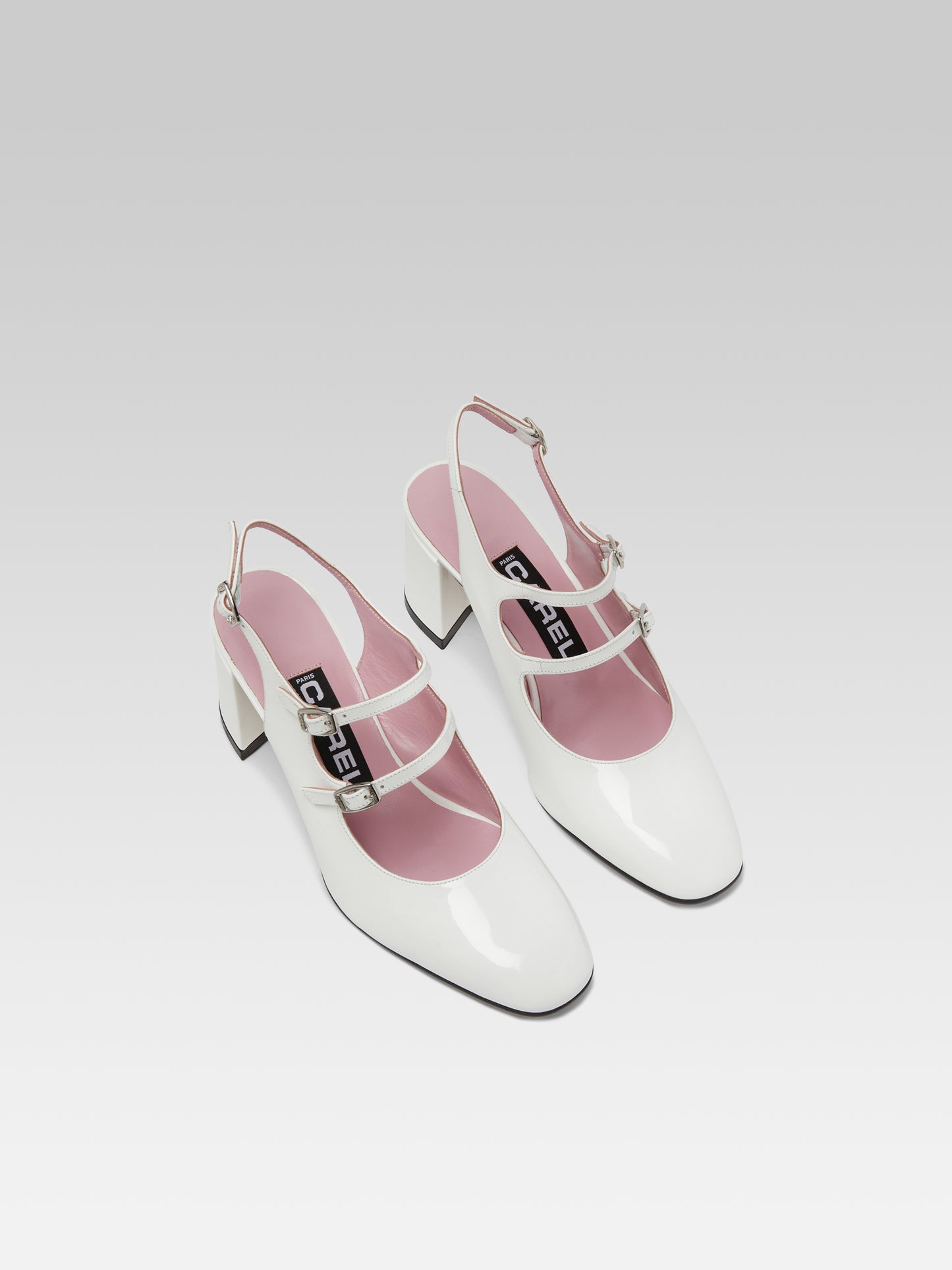 Banana - White patent leather slingback Mary Janes