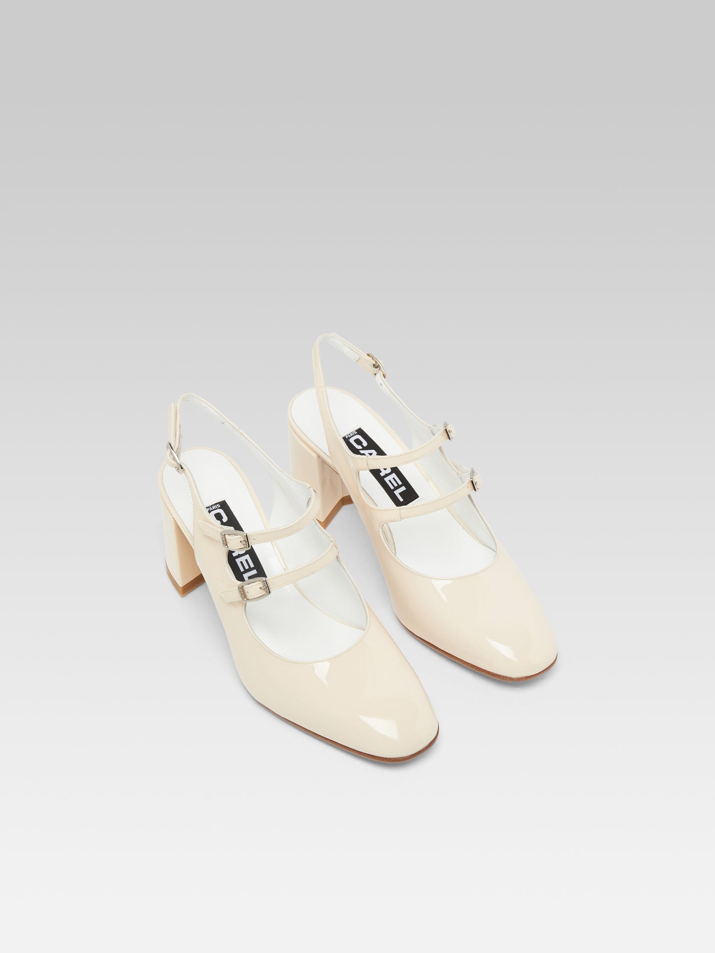 Banana - Nude patent leather slingback Mary Janes