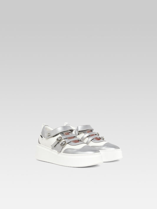 Baskina - Silver Appleskin and white mesh sneakers - Image number 2