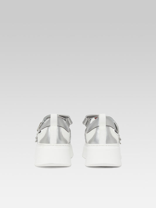 Baskina - Silver Appleskin and white mesh sneakers - Image number 5