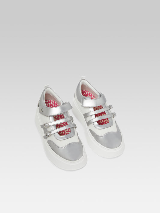 Baskina - Silver Appleskin and white mesh sneakers - Image number 3