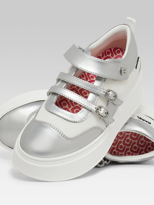 Baskina - Silver Appleskin and white mesh sneakers - Image number 4