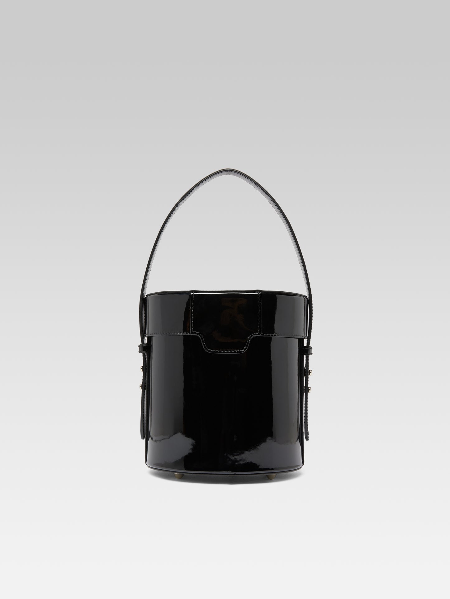 Bibi - Black and white patent leather bucket bag