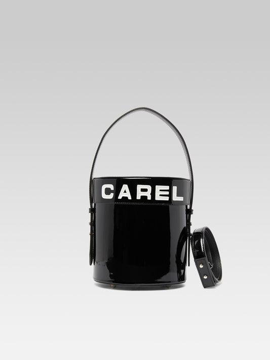 Bibi - Black and white patent leather bucket bag - Image number 2