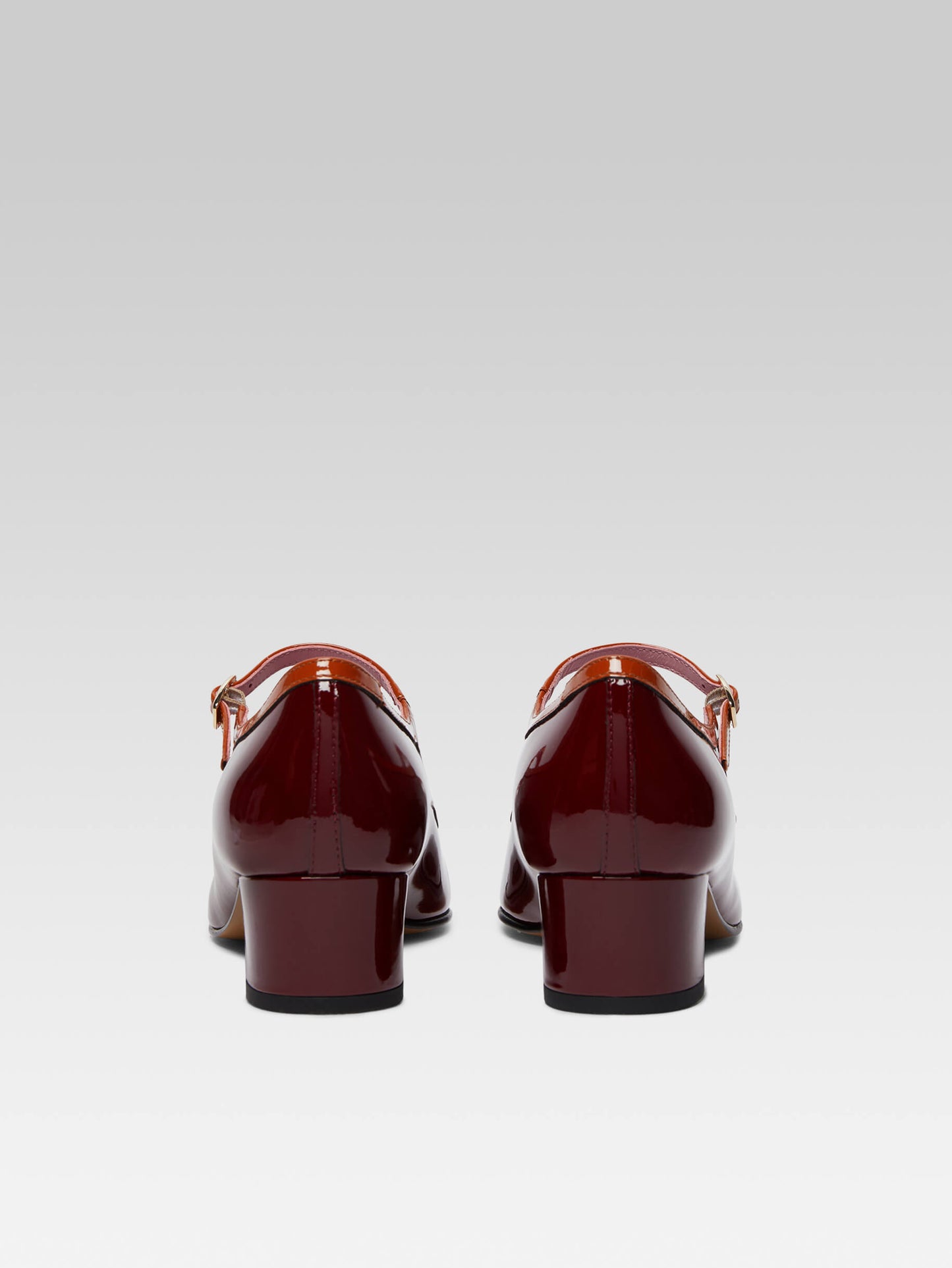 Bleuet - Burgundy and camel patent leather Mary Janes pumps